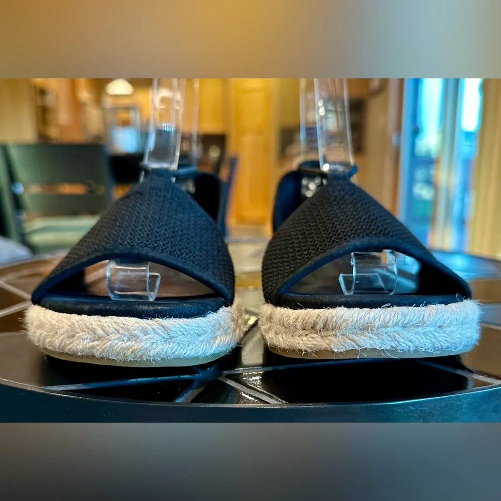 Eileen Fisher Black Mews Espadrille Sandals, New Without Box, Size 6 1/2